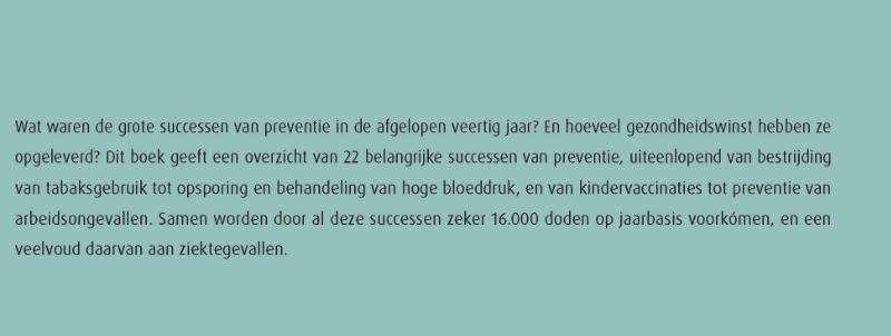 Achterkant van Successen van preventie 1970-2010