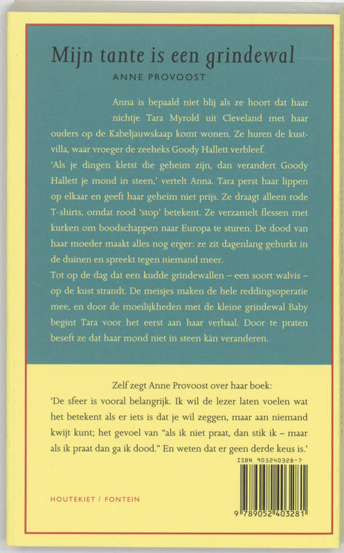 Achterkant van Mijn tante is een grindewal