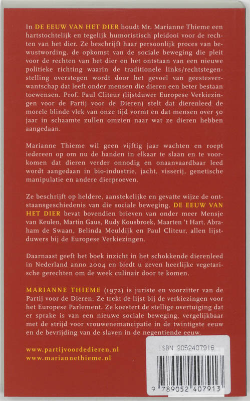 Achterkant van De eeuw van het dier