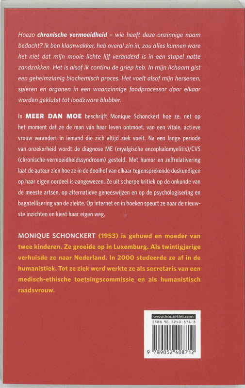 Achterkant van Meer dan moe