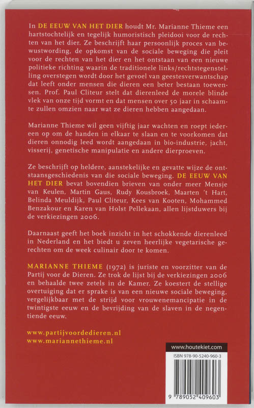 Achterkant van De eeuw van het dier