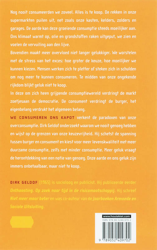 Achterkant van We consumeren ons kapot