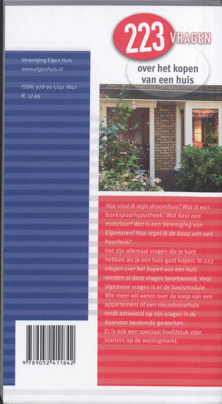Achterkant van 223 vragen over het kopen van een huis