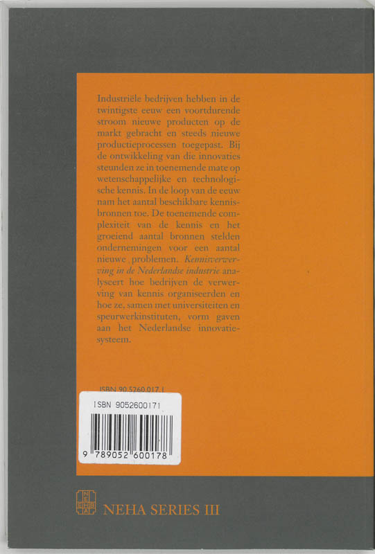 Achterkant van Kennisverwerving in de Nederlandse industrie 1870-1970