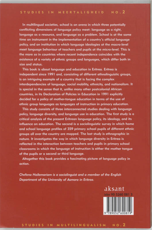 Achterkant van Language and education in Eritrea
