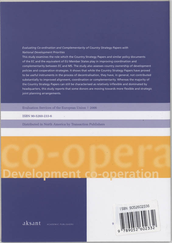 Achterkant van Evaluating co-ordination and complementarity of country strategy papers with national development priorities