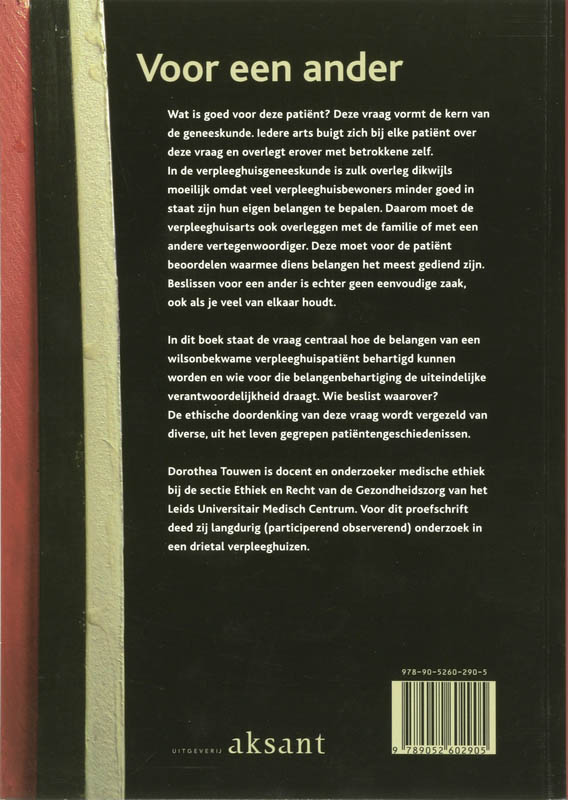 Achterkant van Voor een ander