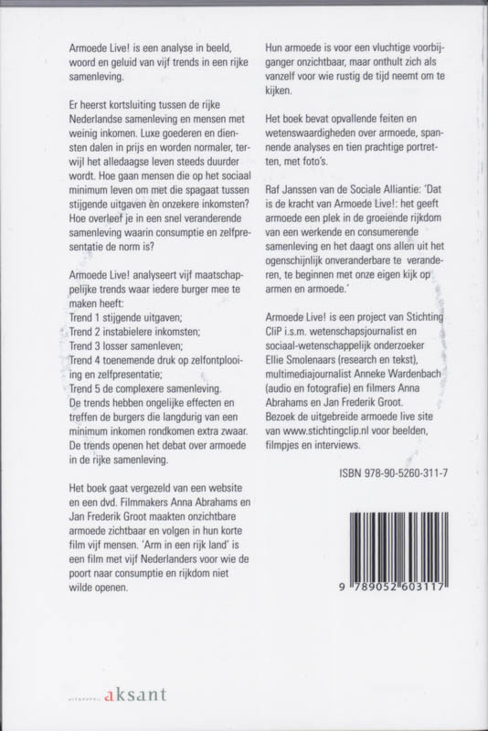 Achterkant van Armoede live!