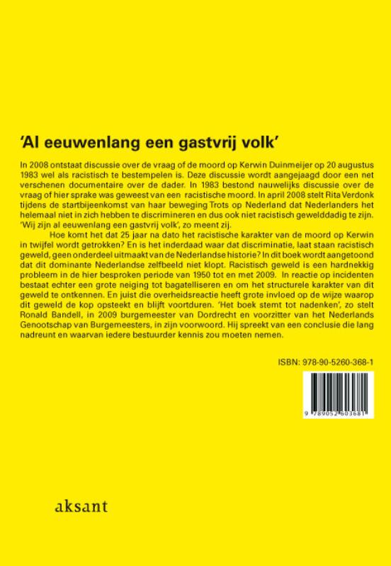 Achterkant van Al eeuwenlang een gastvrij volk