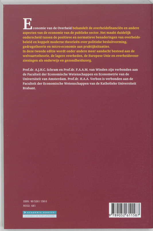 Achterkant van Economie van de overheid