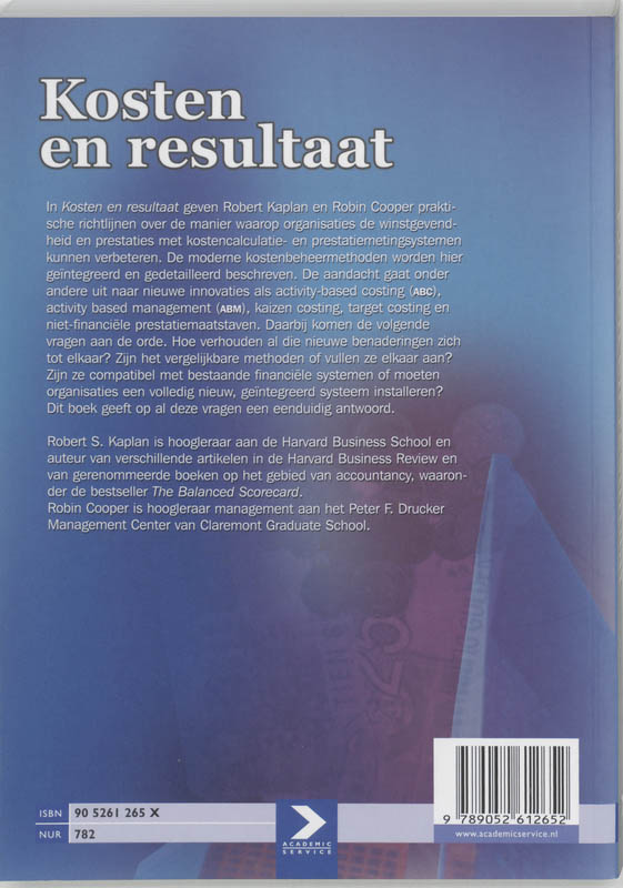 Achterkant van Kosten en resultaat