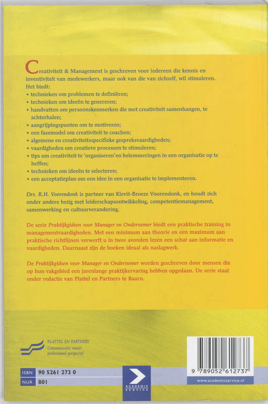 Achterkant van Creativiteit en management