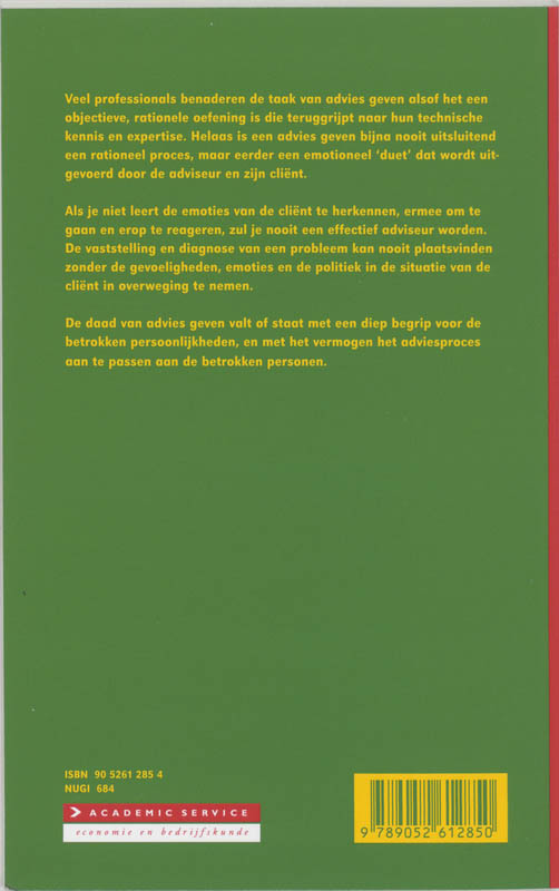 Achterkant van De professionele adviseur