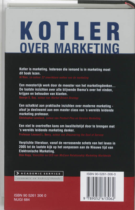 Achterkant van Kotler over marketing