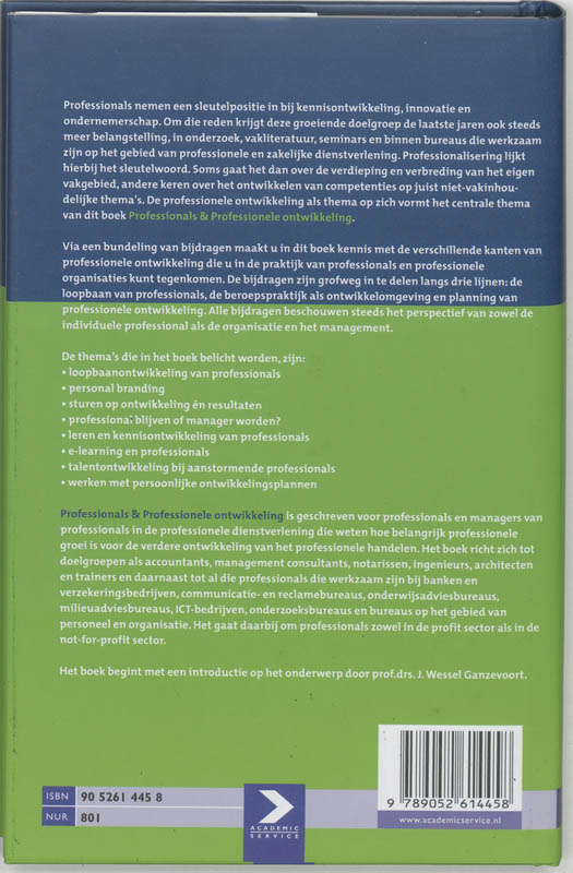 Achterkant van Professionals & Professionele ontwikkeling