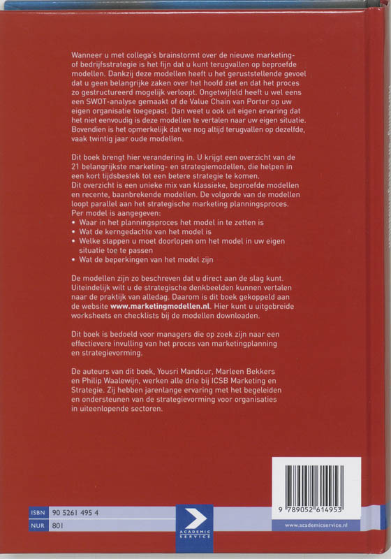Achterkant van Een praktische kijk op Marketing- en strategiemodellen