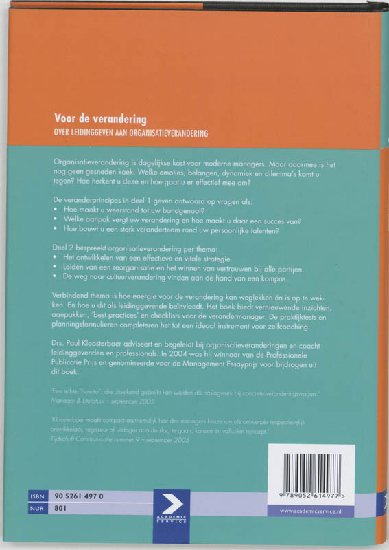 Achterkant van Voor de verandering