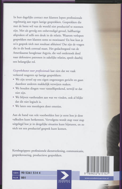 Achterkant van Gesprekskunst voor professionals