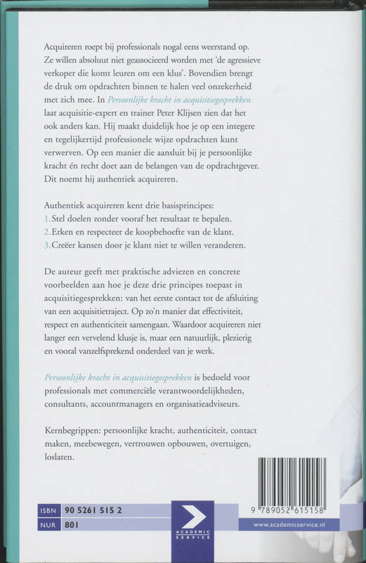 Achterkant van Persoonlijke kracht in acquisitiegesprekken
