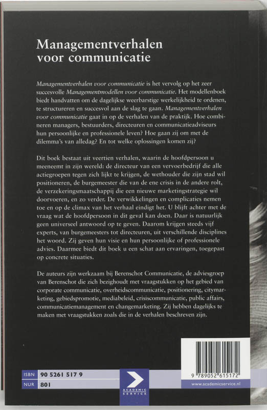 Achterkant van Managementverhalen voor communicatie