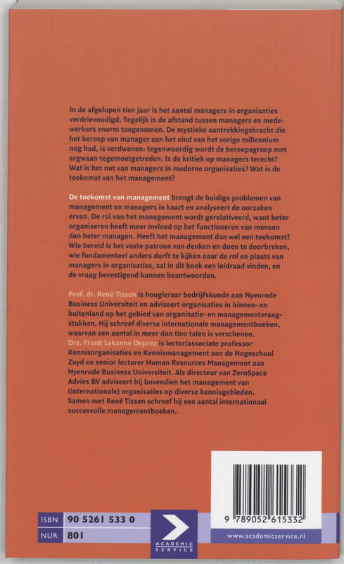 Achterkant van De toekomst van management