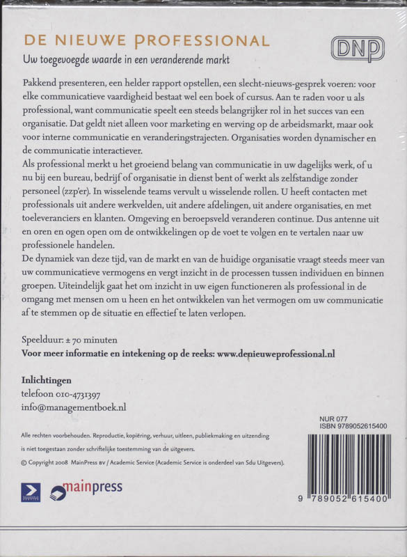 Achterkant van De professional als communicator