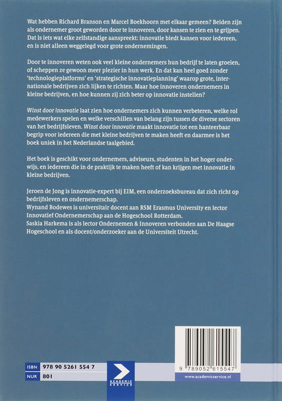 Achterkant van Winst door innovatie