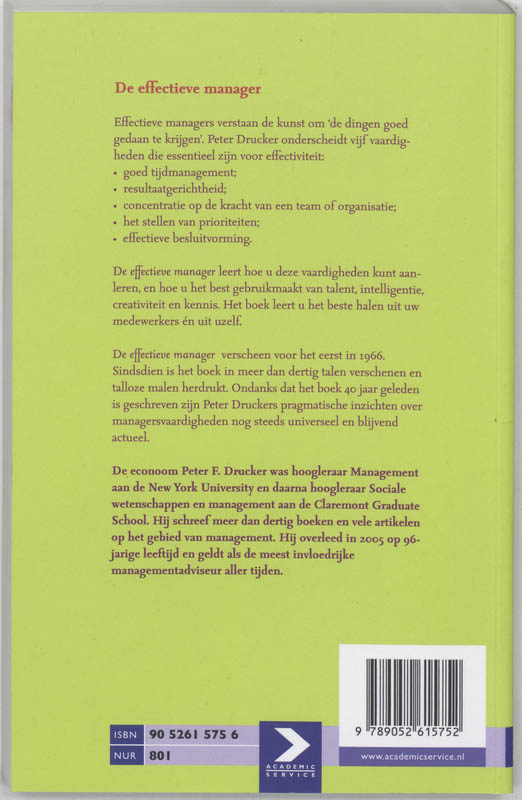 Achterkant van De effectieve manager