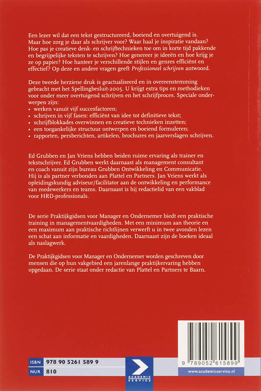 Achterkant van Professioneel schrijven