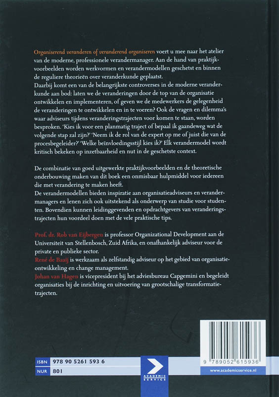 Achterkant van Organiserend veranderen of veranderend organiseren
