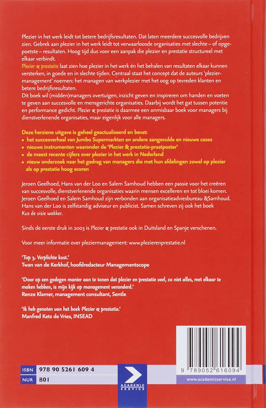 Achterkant van Plezier & prestatie