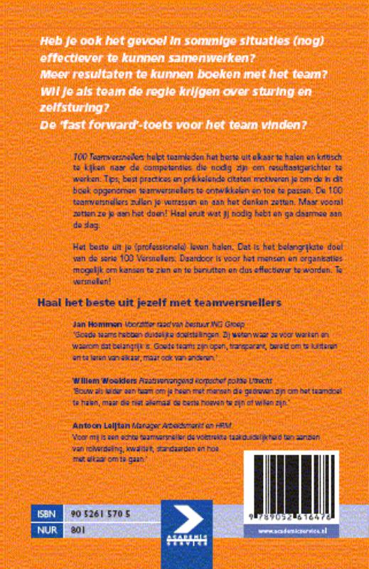 Achterkant van 100 Teamversnellers