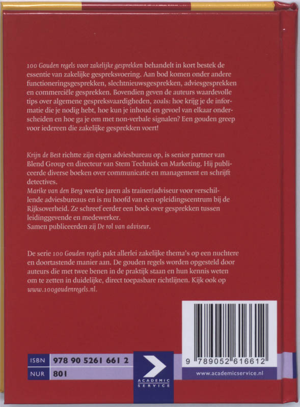 Achterkant van 100 Gouden regels voor zakelijke gesprekken
