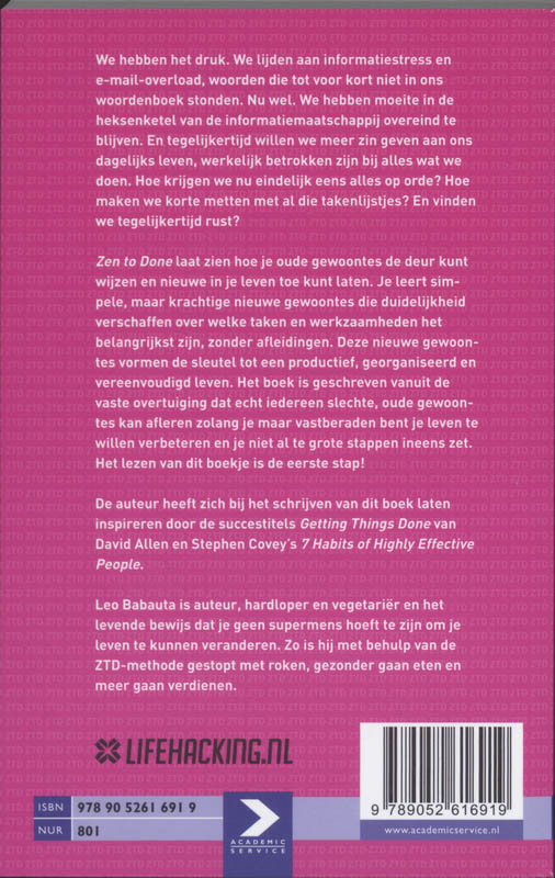 Achterkant van Zen to Done