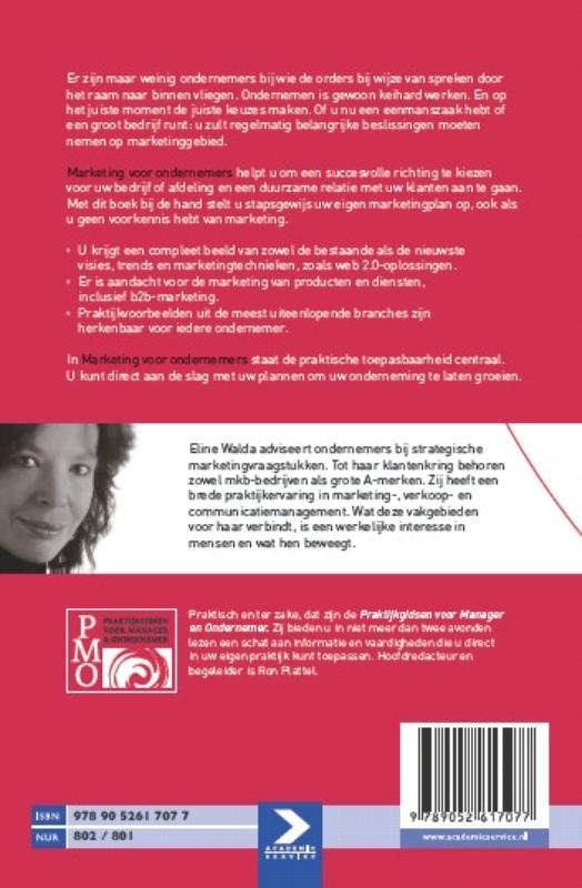 Achterkant van Marketing voor ondernemers