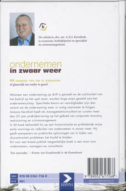 Achterkant van Ondernemen in zwaar weer
