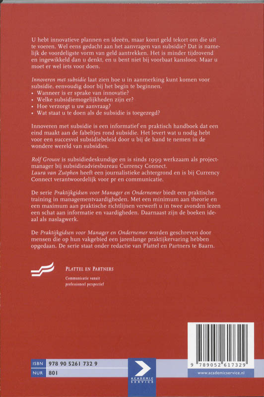 Achterkant van Innoveren met subsidie