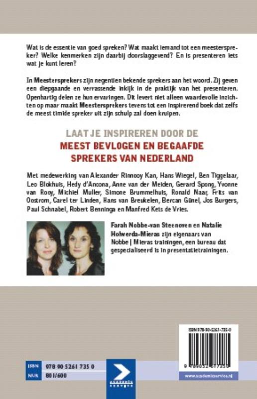 Achterkant van Meestersprekers