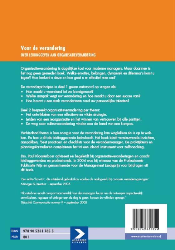Achterkant van Voor de verandering