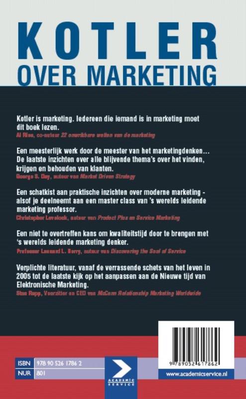 Achterkant van Kotler over marketing