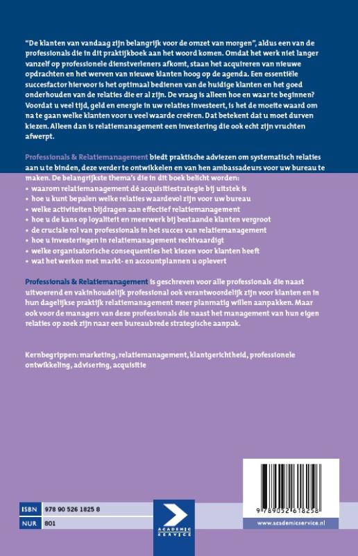 Achterkant van Professionals & Relatiemanagement