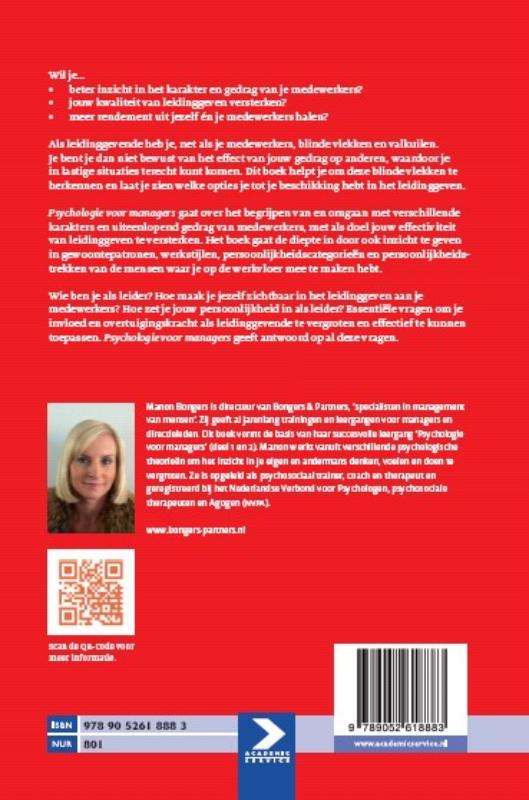 Achterkant van Psychologie voor managers