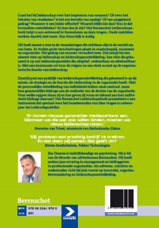 Achterkant van Het Berenschot leiderschapsboek