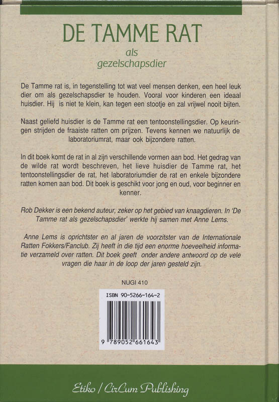 Achterkant van De tamme rat als gezelschapsdier