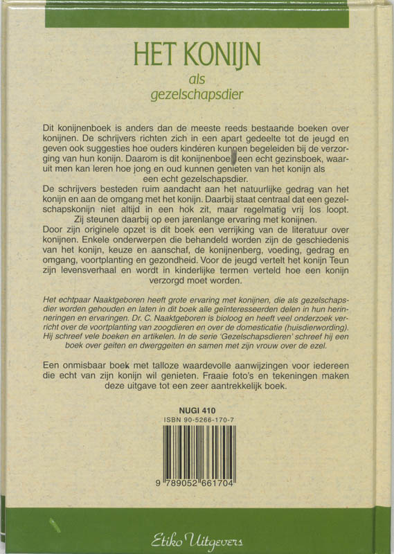 Achterkant van Het konijn als gezelschapsdier