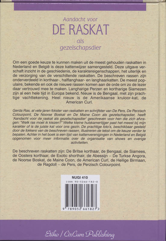 Achterkant van Aandacht voor de raskat als gezelschapsdier