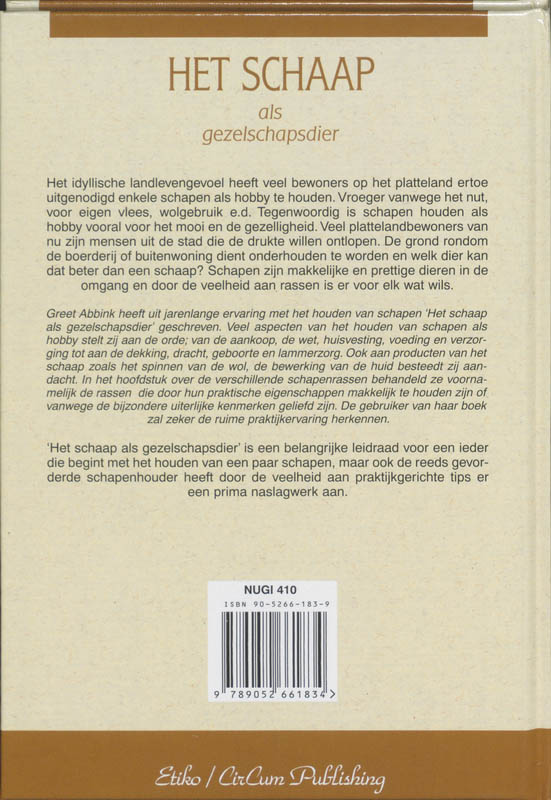 Achterkant van Het schaap als gezelschapsdier