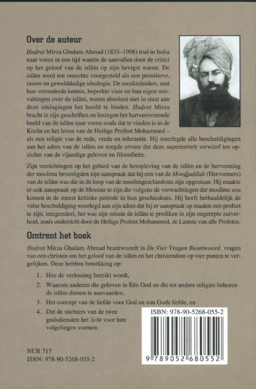 Achterkant van De Vier Vragen Beantwoord