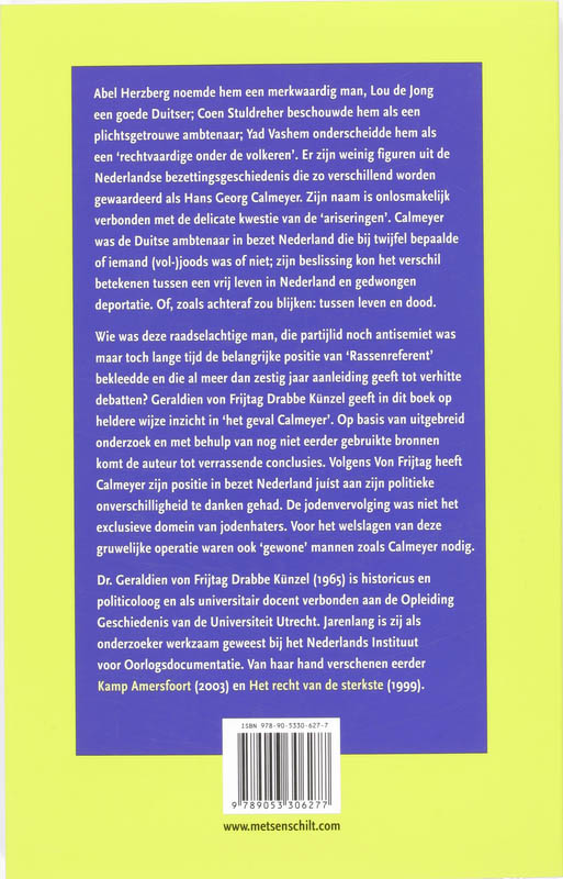 Achterkant van Het geval Calmeyer
