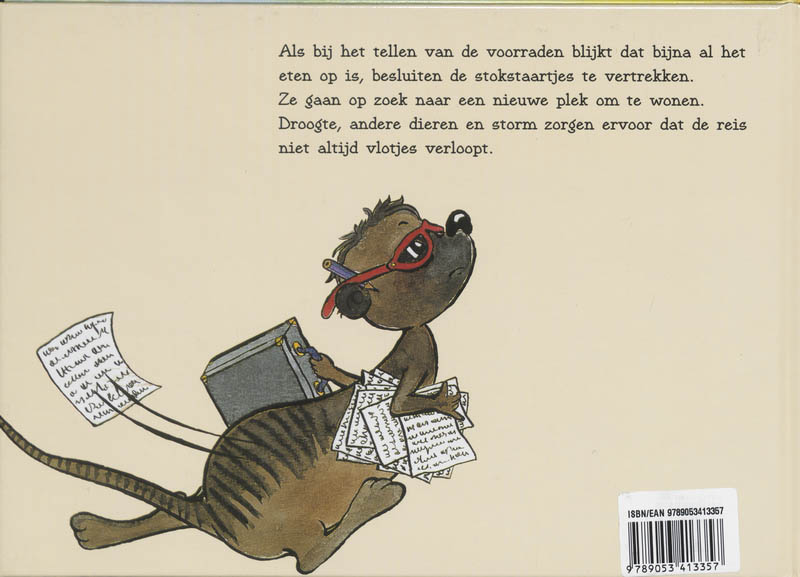 Achterkant van De grote trek van de stokstaartjes